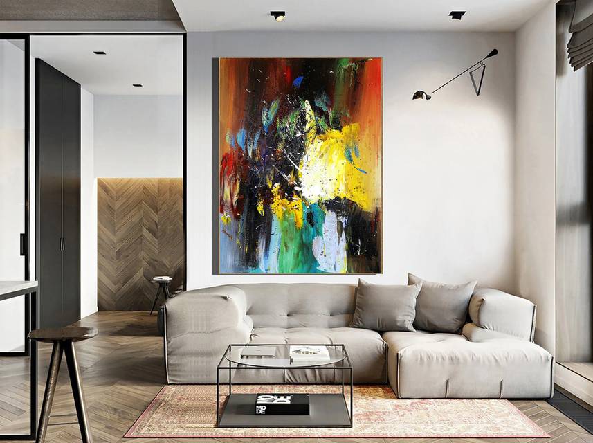 Brown Knife Abstract Canvas Artwork 2TAVK wall art
